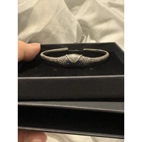 Sterling Silver Blue Eyed Zircon Owl Bangle Bracelet