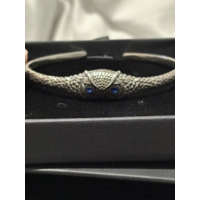Sterling Silver Blue Eyed Zircon Owl Bangle Bracelet