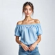Light Blue Bardot Top