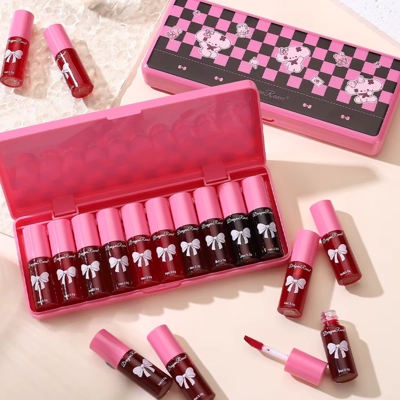 10 pack lip gloss set, easy to color and non fading, moist..