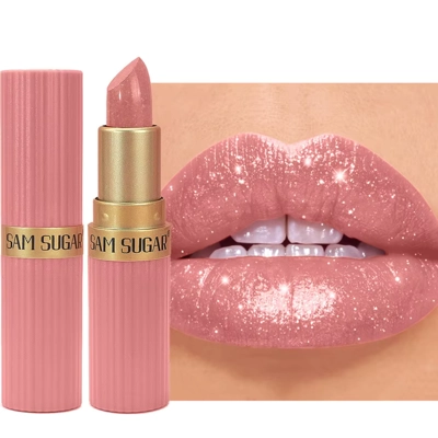 Pearlescent Pink Glitter Velvet Lipstick Metallic Waterpro..