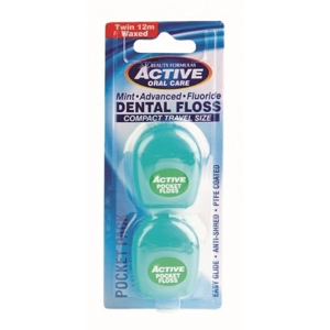CTIVE DENTAL FLOSS 12M MINT FLOURIDE TRAVEL SIZE 2PK