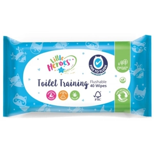 LITTLE HEROES FLUSHABLE TOILET TRAINING WIPES 40'S