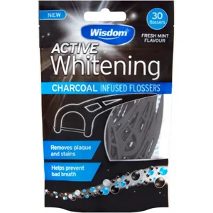 WISDOM ACTIVE WHITENING CHARCOAL INFUSED FLOSSERS 30'S