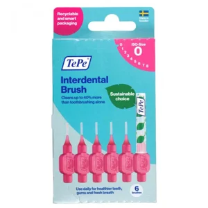 TEPE INTERDENTAL BRUSHES PINK 0.4MM(0) 6'S