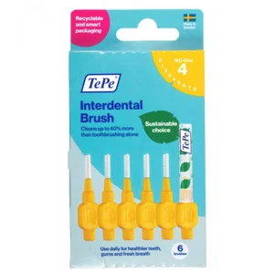 TEPE INTERDENTAL BRUSHES YELLOW 0.7MM(4) 6'S
