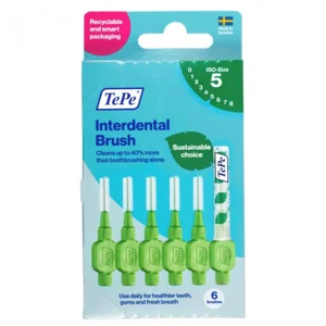 TEPE INTERDENTAL BRUSHES GREEN 0.8MM(5) 6'S