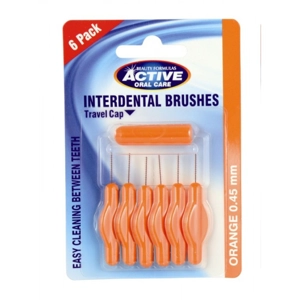 ACTIVE INTERDENTAL BRUSHES 6'S 0.45MM (ORANGE)