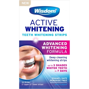WISDOM ACTIVE WHITENING ADVANCED TEETH WHITENING STRIPS 14'S