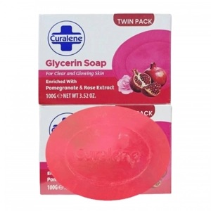 CURALENE GLYCERIN BAR SOAP 100G 2PK WITH POMEGRANATE & ROSE