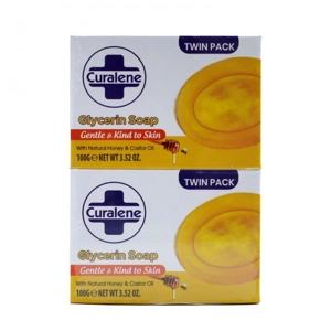 CURALENE GLYCERIN BAR SOAP 100G 2PK WITH NATURAL HONEY & CASTOR OIL