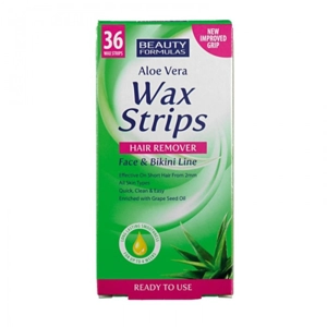 BF HAIR REMOVER WAX STRIPS 36'S FACE & BIKINI LINE ALOE VERA
