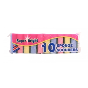 SUPER BRIGHT SPONGE SCOURERS 10'S