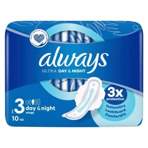 ALWAYS ULTRA SANITARY PADS DAY & NIGHT 10'S