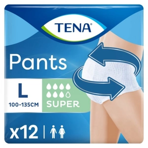 TENA INCONTINENCE PANTS LARGE SUPER 12'S
