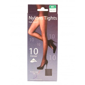PRETTY LEGS 10 DENIER HIGH SHEEN NYLONS TIGHTS NEARLY BLACK
