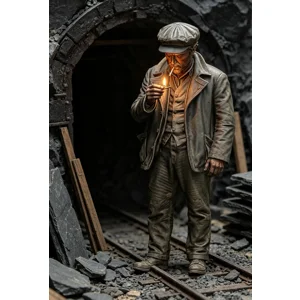 Slate Miner Lighting Cigarette Figure 16mm Scale