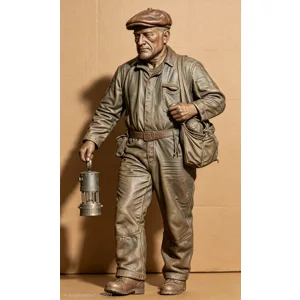 Slate Miner With Oil Lamp & Food Bag 2 Figure 16mm Scale