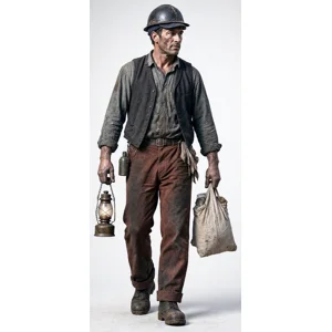 Slate Miner With Oil Lamp And Food Bag Figure G Scale & LGB