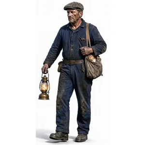 Slate Miner With Oil Lamp And Food Bag 2 Figure G Scale & LGB