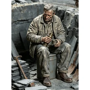 Slate Miner Sitting With Flask And Cup Figure G Scale & LGB