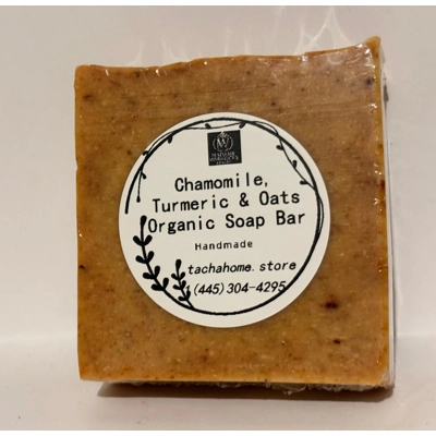 Chamomile, Turmeric & Oats Organic Soap Bar with Sea salt topping