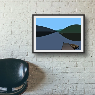 The Jetty. Beautiful Lake Art Featuring a Solitary Boat