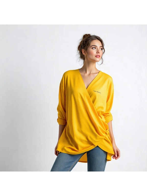 Yellow Wrap Tunic Top