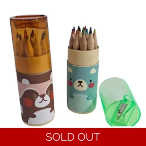 12 Small Coloured Pencils In A Barrel