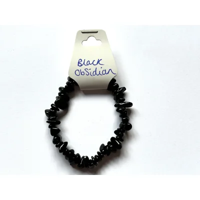 Black Obsidian Crystal chip bracelet