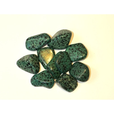 Green Dalmatian Jasper polished tumble stone