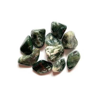 Green Moss Agate polished tumble stone