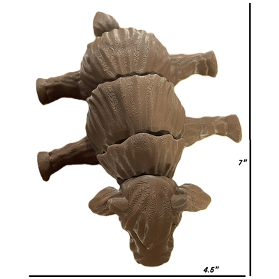 Flexi Highland Cow 3D Printed Articulated Farm Animal Toy, Flexible Cow | Farmhouse Decor Gift