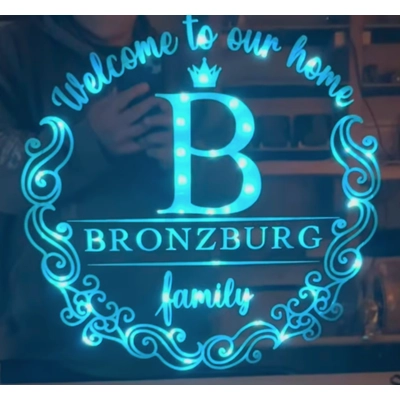 Lighted engraved custom Welcome mirror