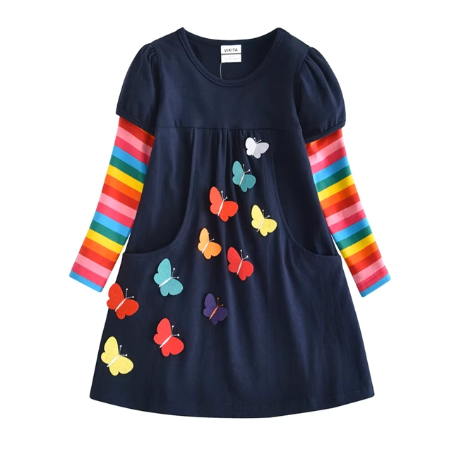product Image for Girls` Dress With Pocket Kids A-line Dresses Butterfly Star Applique