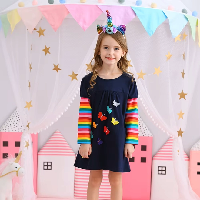 Additional Image for Girls` Dress With Pocket Kids A-line Dresses Butterfly Star Applique