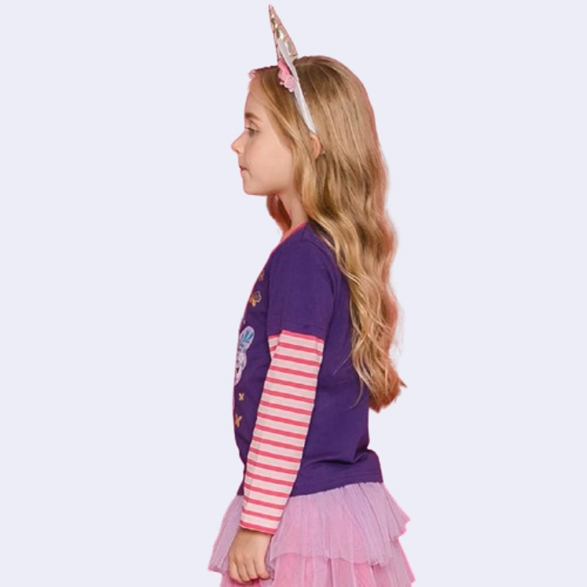 Additional Image for Girls Purple Fairy Butterfly Long Sleeve T-Shirt Top Cotton Blend Shirt