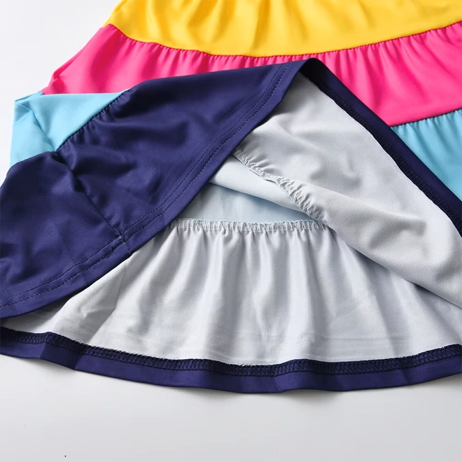 Additional Image for Girls Rainbow Unicorn Dress Long Sleeve Tiered Ruffle Tulle Skirt Party Outfit