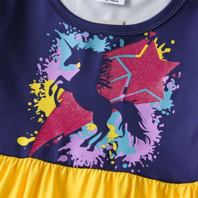 Additional Image for Girls Rainbow Unicorn Dress Long Sleeve Tiered Ruffle Tulle Skirt Party Outfit