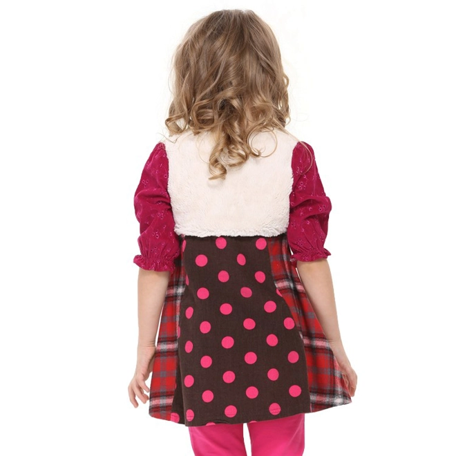 Additional Image for Girls` Polka Dot Long Sleeves Dress 4-5 Years