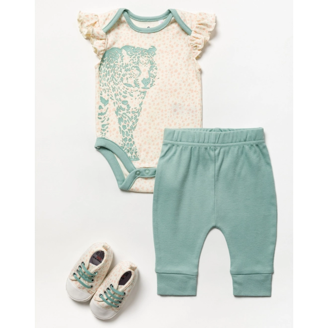 product Image for Baby Girl Bodysuit with Leopard Design Leggings Set with Shoes