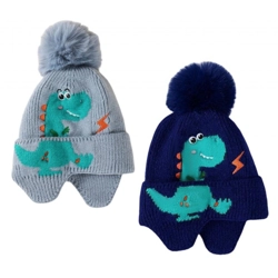 Fleece lined Dinosaur Pom Pom Hat
