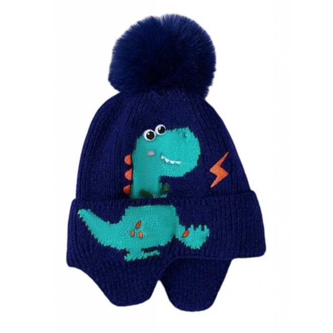 Additional Image for Fleece lined Dinosaur Pom Pom Hat