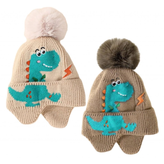 product Image for Fleece lined Dinosaur Pom Pom Hat