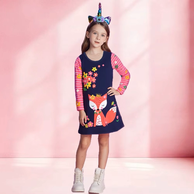 product Image for Baby Girls Animal Printed  Striped Floral Dress