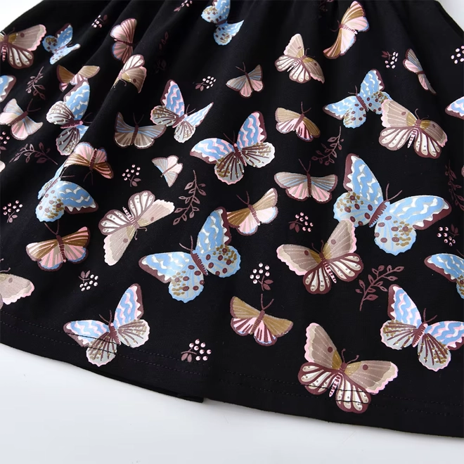 Additional Image for Girls Long Sleeve Autumn Spring Dress Kids Butterfly