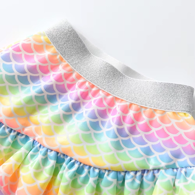 Additional Image for Girls Ball Gown Skirt  Colorful Mermaid Print Ruffles Miniskirt Kids Mesh Tutu Skirt