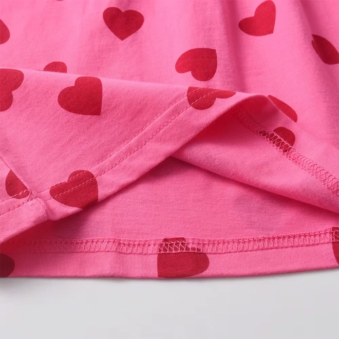Additional Image for Girls' Pink Dress Hearts Print Long Sleeve