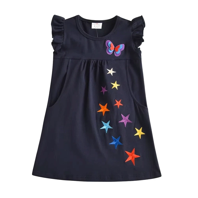 product Image for Girls` Dress With Pocket Kids A-line Dresses Butterfly Star Applique