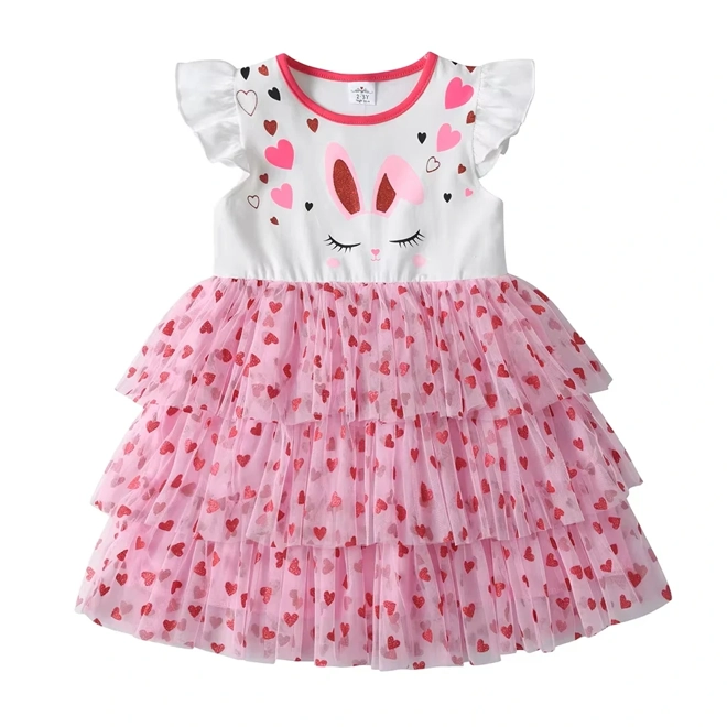 product Image for Girls` Dress Rabbit Ear Kids Princess Wear Heart Print